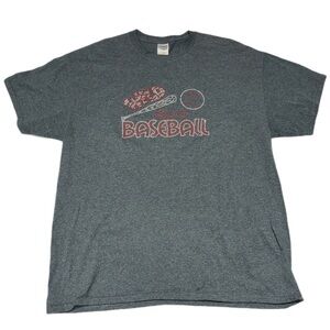 Gildan Dark Gray Embellished Baseball Mom Graphic Tee Size XL